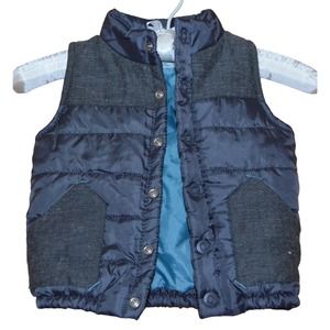 Genuine Kids from OshKosh Puffer Vest Blue Gray Quilted Lined Baby Boys18 months